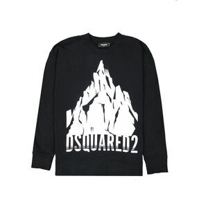 Dsquared² Cotton Sweatshirt with Ribbed Trims and Crew Neck Men Black Sweaters